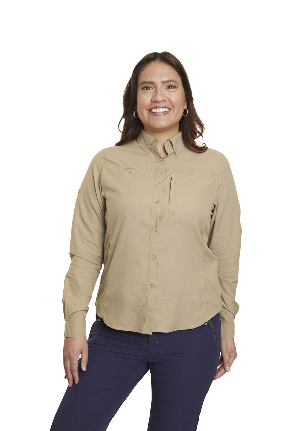 Camisa UV Outdoor <br> Beige Mujer