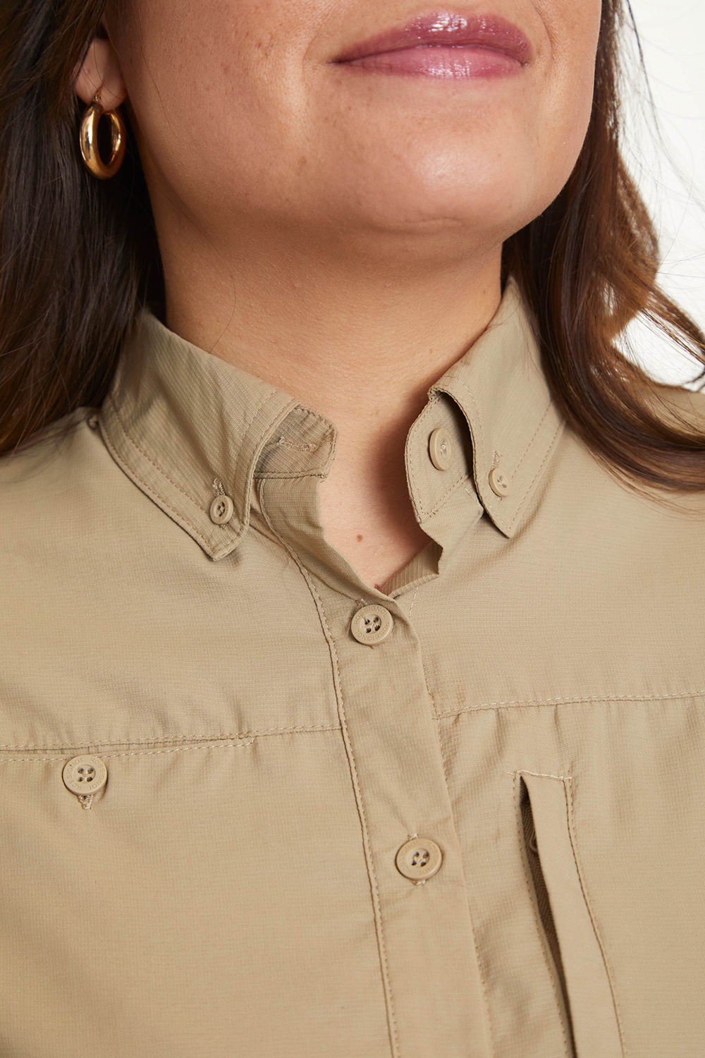 Camisa UV Outdoor <br> Beige Mujer - Imagen 3